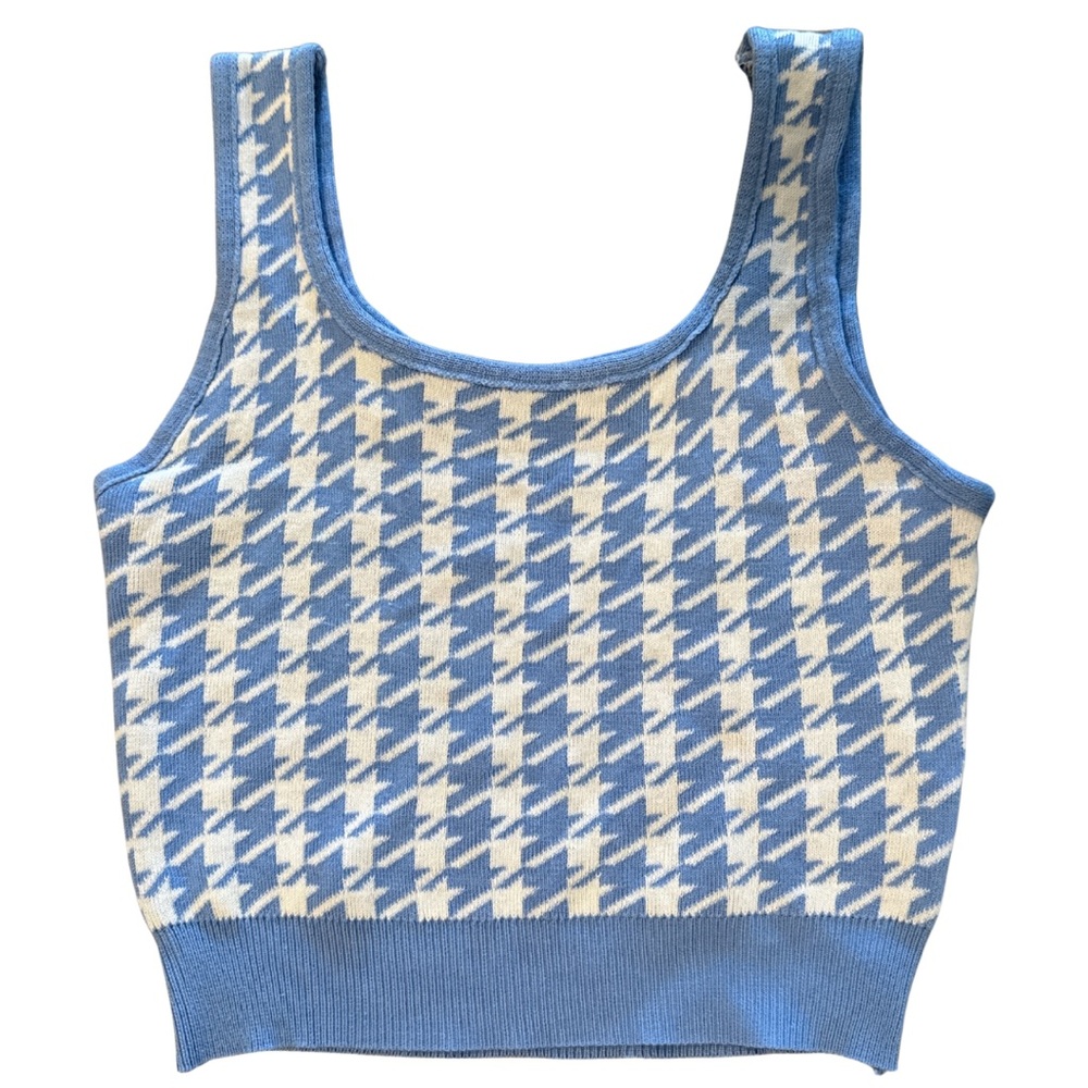 Blue & White Checkered Crop Tank